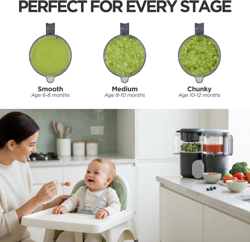 Goodscious Baby Food Maker Steamer and Blender, 4 in 1 Multifunction Baby Food Processor and Steamer with Blender, Defrosting & Reheating, Use as Puree Maker and Grinder Machine for Feeding Set Essentials, 68 oz - Image 4